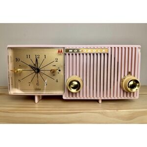VTG Pricilla Pink Motorola 57CF Alarm Clock AM Radio 1950s Sputnik Retro Works
